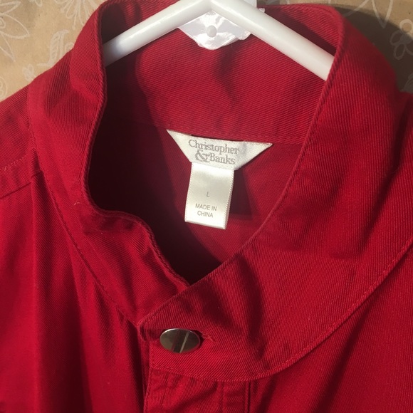 Christopher & Banks Bright Red Grommets Jacket L - Picture 6 of 8
